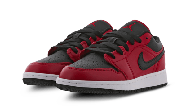 553560-605 Air Jordan 1 Low Gym Red Black Pebbled (GS)