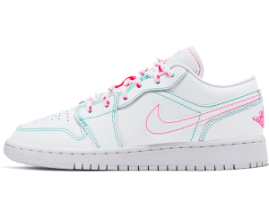 554723-101 Air Jordan 1 Low White Green Pink (GS)