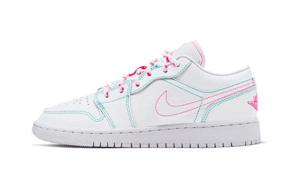 554723-101 Air Jordan 1 Low White Green Pink (GS)