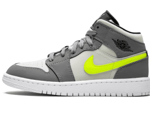 554725-072 Air Jordan 1 Mid Gunsmoke Volt (GS)