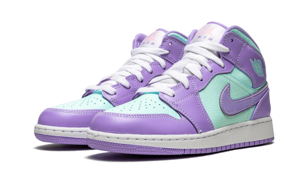 554725-500 Air Jordan 1 Mid Purple Aqua (GS)