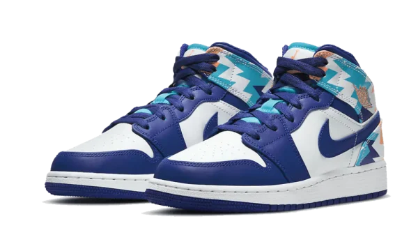 555112-105 Air Jordan 1 Mid Geometric (GS)