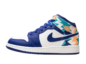 555112-105 Air Jordan 1 Mid Geometric (GS)