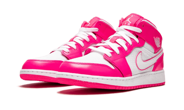 555112-611 Air Jordan 1 Mid Hyper Pink White (GS)