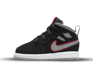 640735-060 Air Jordan 1 Mid Black Particle Grey Gym Red (TD)