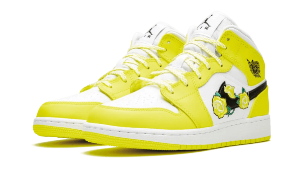 AV5174-700 Air Jordan 1 Mid Dynamic Yellow Floral (GS)