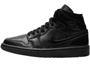 BQ6472-010 Air Jordan 1 Mid Black Snakeskin (W)