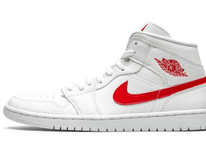 BQ6472-106 Air Jordan 1 Mid White University Red (W)