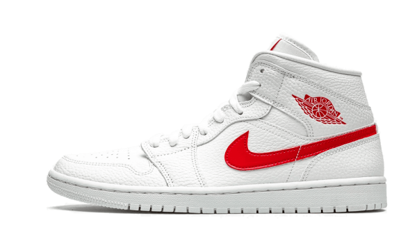 BQ6472-106 Air Jordan 1 Mid White University Red (W)