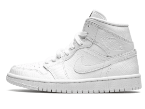 BQ6472-110 Air Jordan 1 Mid White Snakeskin (W)