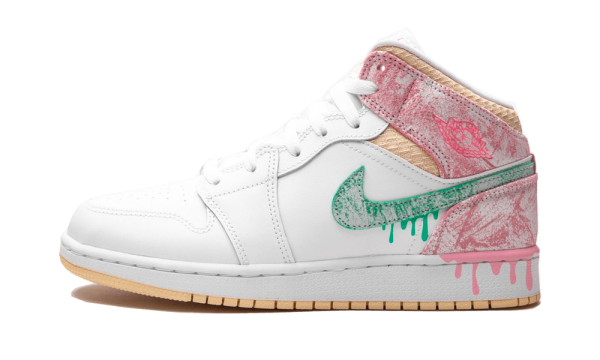 DD1666-100 Air Jordan 1 Mid Paint Drip (GS)