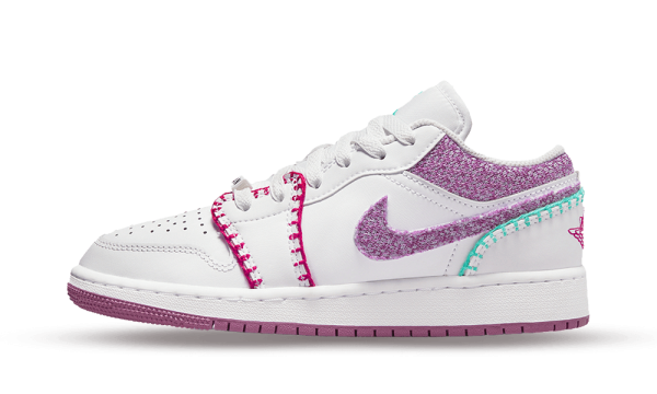 DM9037-100 Air Jordan 1 Low White Light Bordeaux (GS)