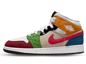 DR6957-100 Air Jordan 1 Mid SE Patchwork (GS)