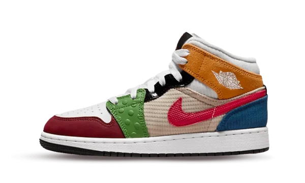 DR6957-100 Air Jordan 1 Mid SE Patchwork (GS)