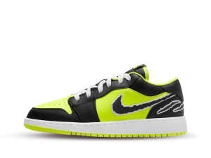 DX6666-701 Air Jordan 1 Low SE Black Cat Volt (GS)