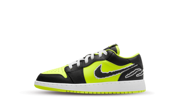 DX6666-701 Air Jordan 1 Low SE Black Cat Volt (GS)