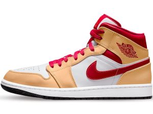 554724-201 Air Jordan 1 Mid Beige White Red