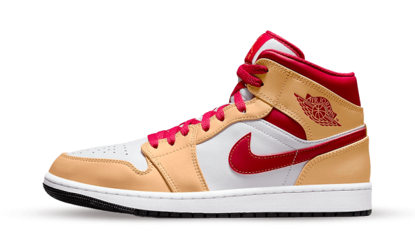 554724-201 Air Jordan 1 Mid Beige White Red