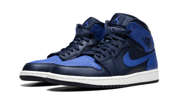 554724-412 Air Jordan 1 Mid Obsidian Game Royal