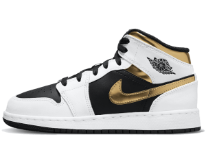 554725-190 Air Jordan 1 Mid White Gold Black (GS)