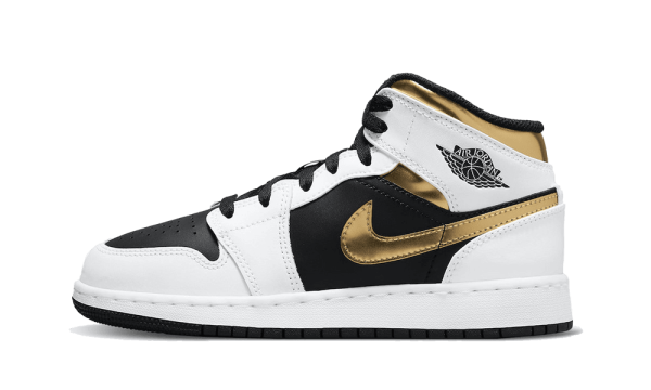 554725-190 Air Jordan 1 Mid White Gold Black (GS)