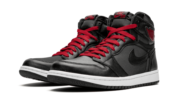 555088-060 Air Jordan 1 Retro High Black Satin Gym Red