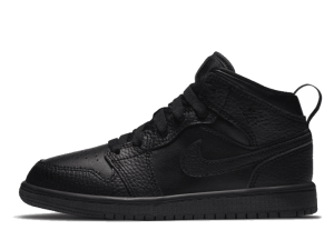 640734-091 Air Jordan 1 Mid Triple Black Tumbled Leather (PS)