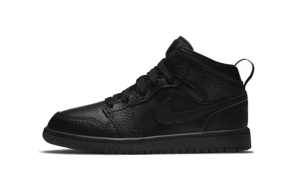 640734-091 Air Jordan 1 Mid Triple Black Tumbled Leather (PS)