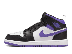 640734-095 Air Jordan 1 Mid White Black Purple (PS)