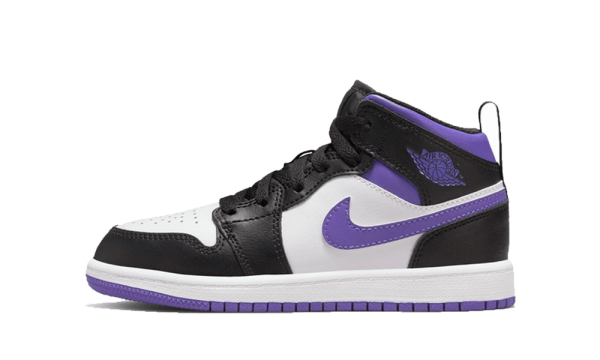 640734-095 Air Jordan 1 Mid White Black Purple (PS)