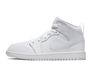 640734-130 Air Jordan 1 Mid Triple White 2021 (PS)