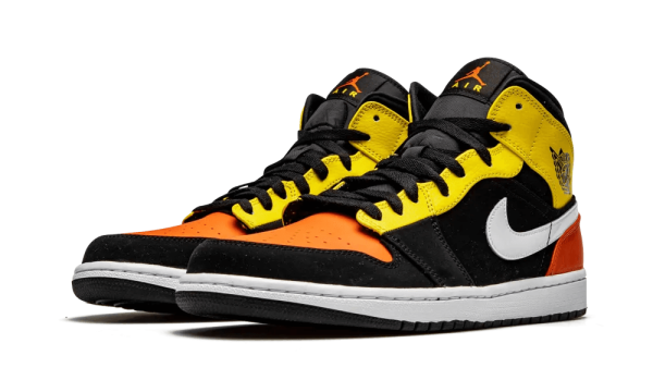 852542-087 Günstig Air Jordan 1 Mid Black Amarillo Orange