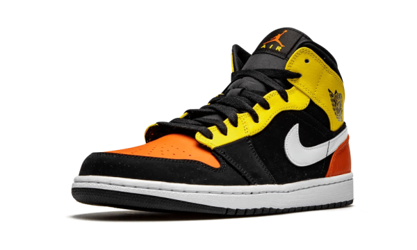 852542-087 Günstig Air Jordan 1 Mid Black Amarillo Orange