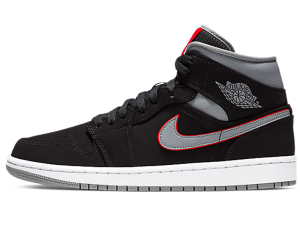 Bestseller 554724-060 Air Jordan 1 Mid Black Particle Grey Gym Red