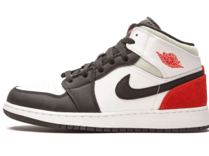 BQ6931-100 Air Jordan 1 Mid SE White Black Red Spruce (GS)