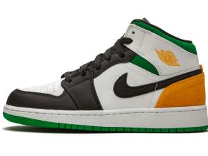 BQ6931-101 Air Jordan 1 Mid SE White Laser Orange Lucky Green (GS)