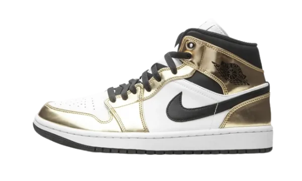 DC1419-700 Air Jordan 1 Mid Metallic Gold Black White