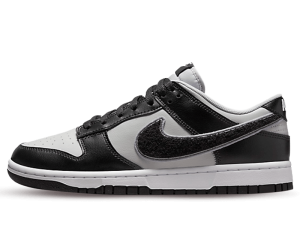 DQ7683-001 Nike Dunk Low Chenille Swoosh Black Grey