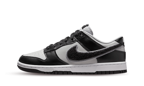 DQ7683-001 Nike Dunk Low Chenille Swoosh Black Grey