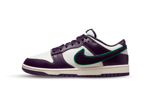 DQ7683-100 Nike Dunk Low Chenille Swoosh Sail Grand Purple