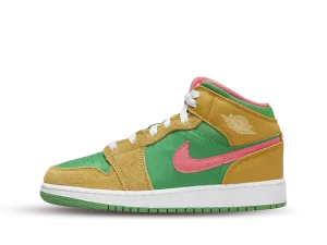 DX4365-700 Bestseller Air Jordan 1 Mid SE Wheat Watermelon (GS)