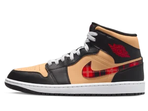 DZ5329-001 Air Jordan 1 Mid SE Tartan Swoosh