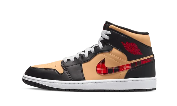 DZ5329-001 Air Jordan 1 Mid SE Tartan Swoosh